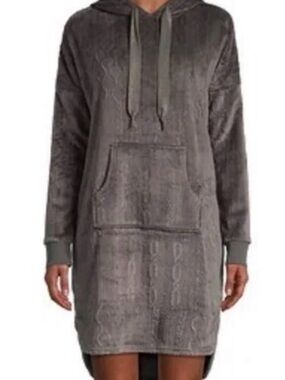 Denver Hayes Cozy Hooded Sweatshirt Dress - light beige